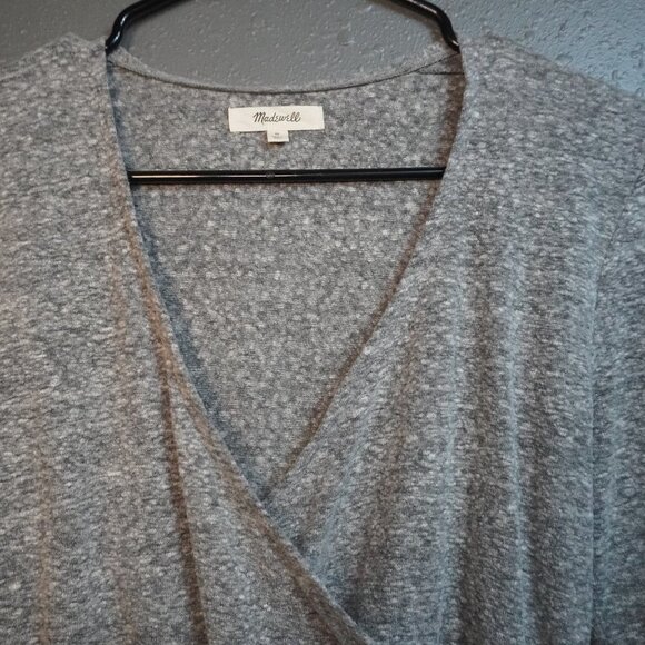Madewell Women Heather Grey Wrap Thong V Neck Long Sleeve Bodysuit Size Medium - Picture 4 of 9